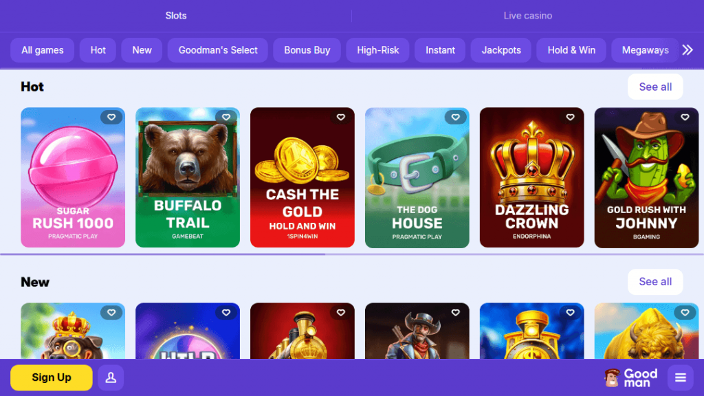 Hot and new slots in the Goodman casino games available in Switzerland