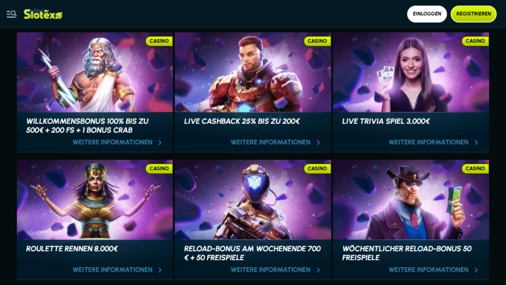 Bonus-Banner im SlotExo Online Casino