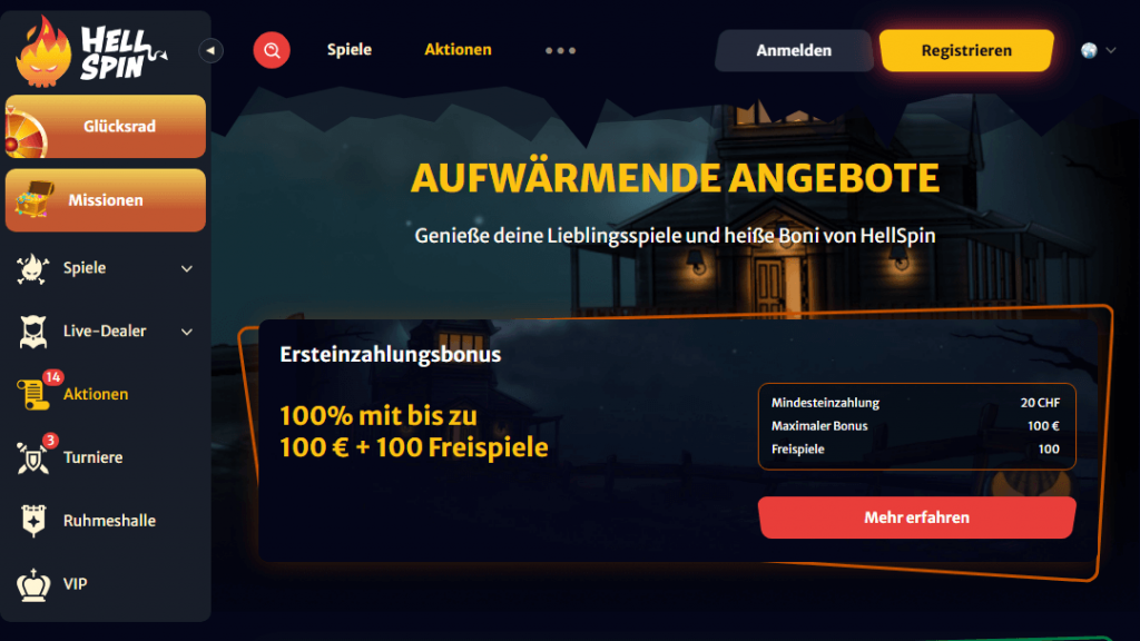 Hell Spin Casino Ersti Izahligsbonus Banner
