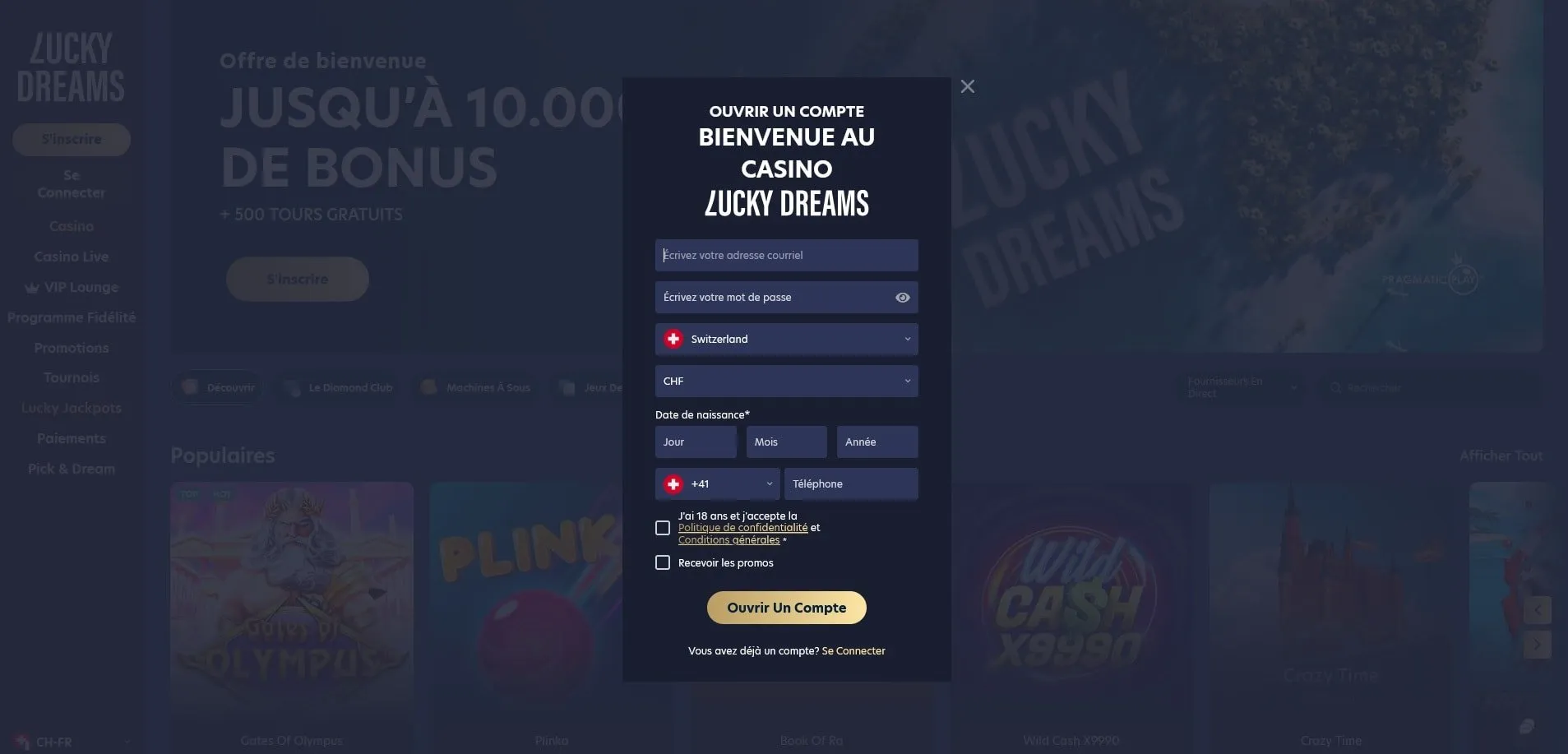 Lucky Dreams Casino s'inscrire Lucky Dreams Casino Inscription