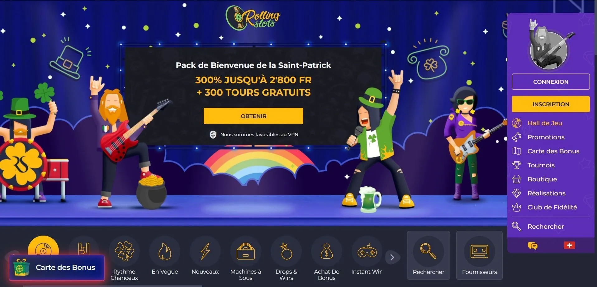 Rolling Slots Casino bonus de bienvenue Rolling Slots Casino Accueil
