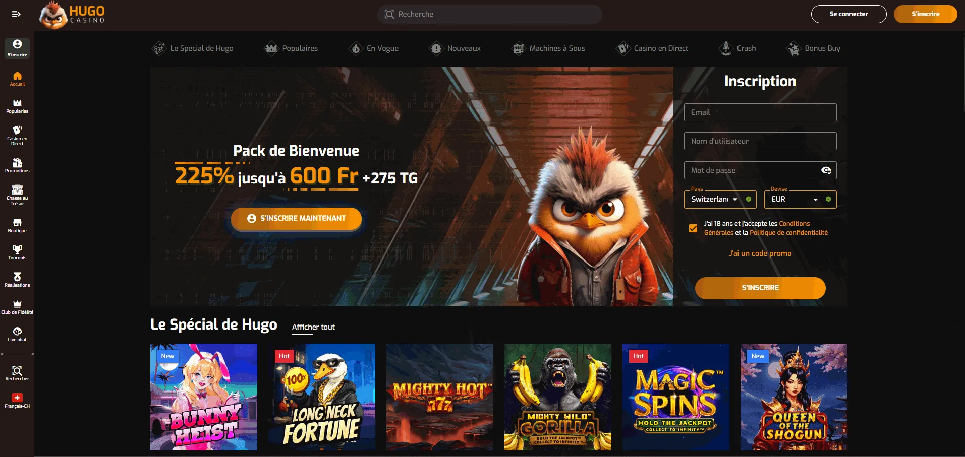 Hugo Casino Bonus und Spiele Hugo Casino Bonus und Spieleübersicht