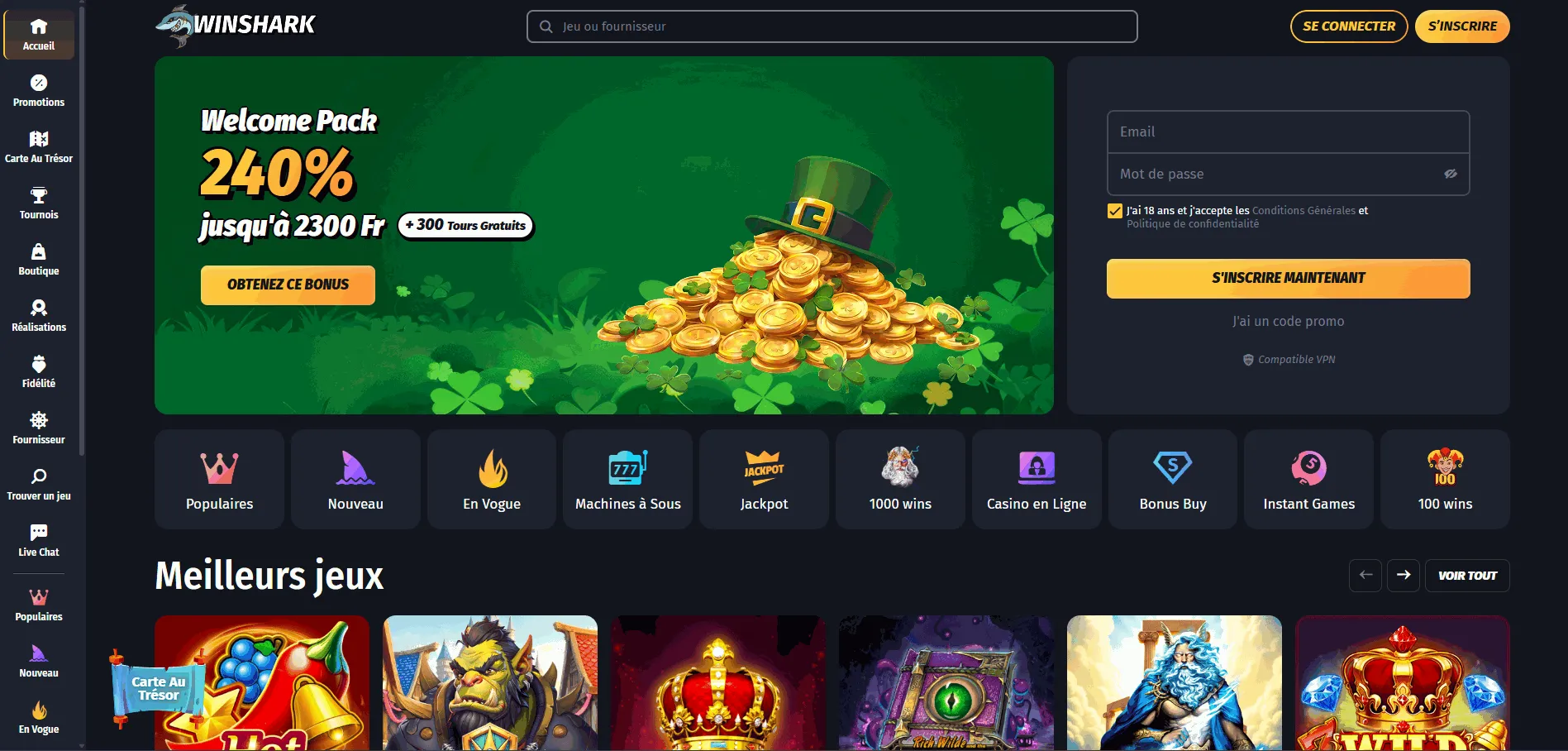 Winshark Casino Bonus und Spiele Winshark Casino Bonus und Spieleübersicht