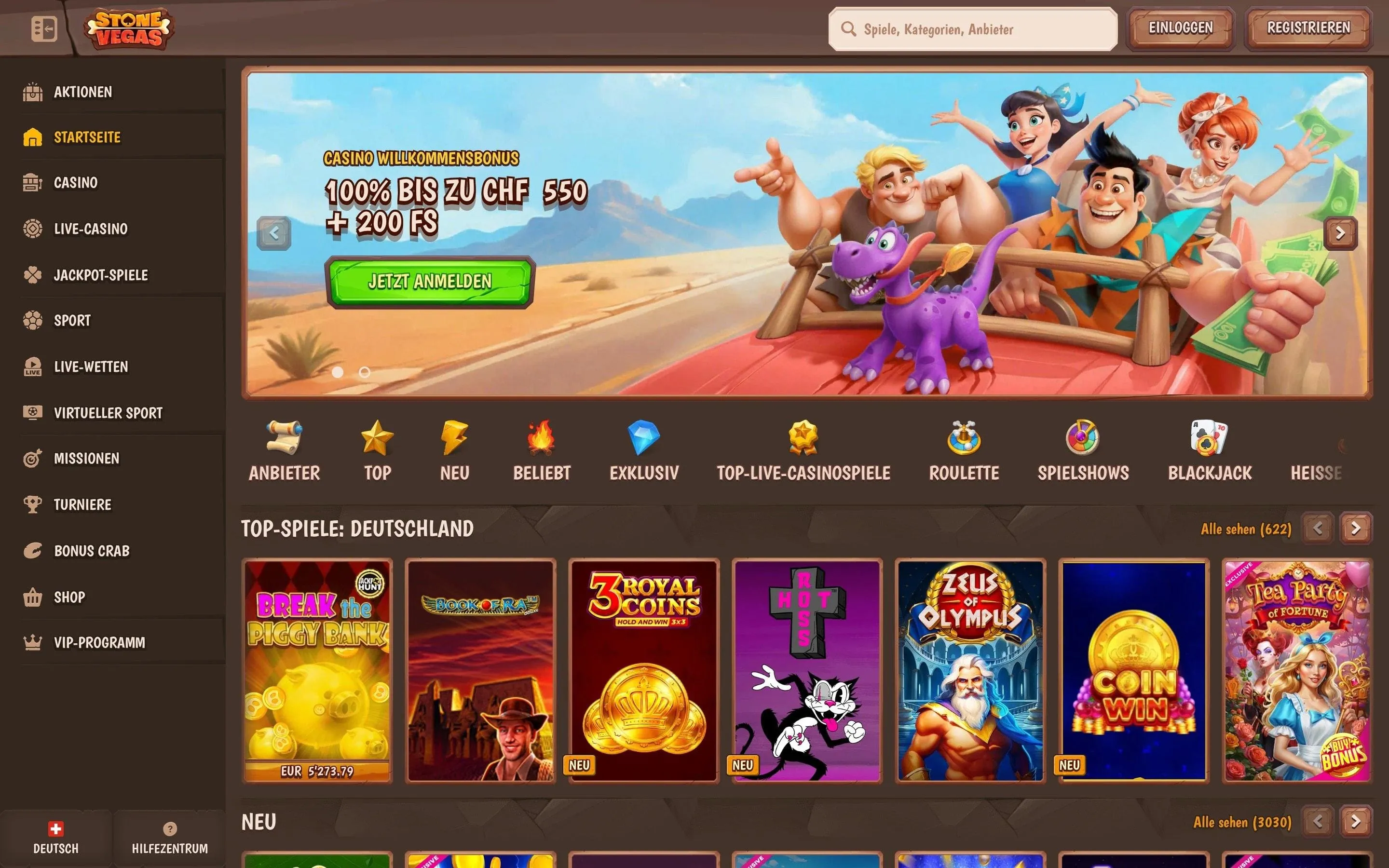 Stone Vegas mit CHF