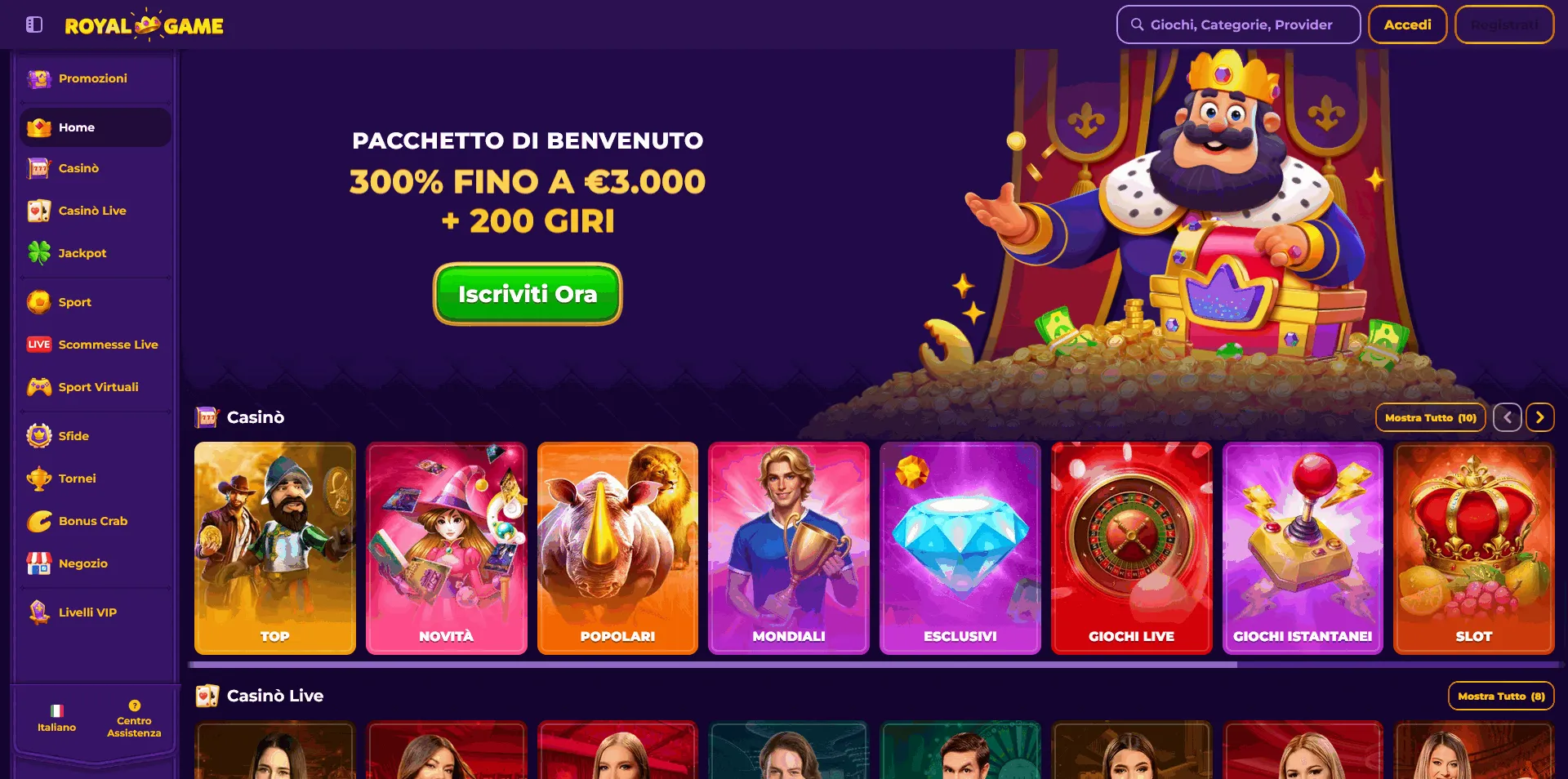 RoyalGame EU online casino homepage